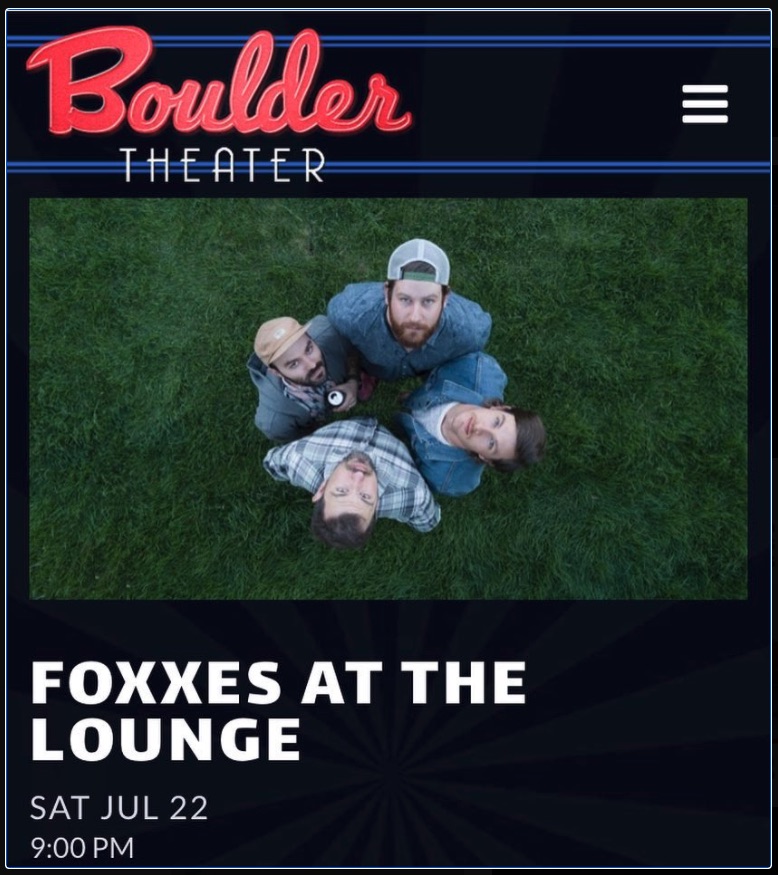 Foxxes Boulder Theater Lounge July 22nd, 2017